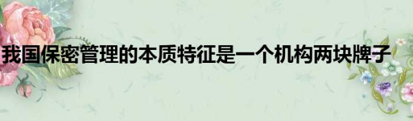 我国保密管理的本质特征是一个机构两块牌子