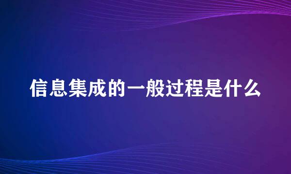信息集成的一般过程是什么