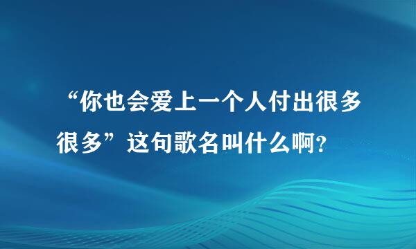“你也会爱上一个人付出很多很多”这句歌名叫什么啊？