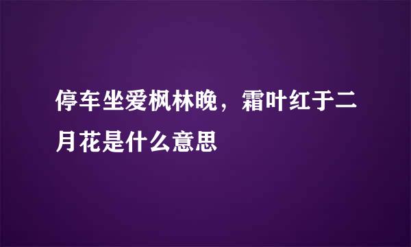 停车坐爱枫林晚，霜叶红于二月花是什么意思