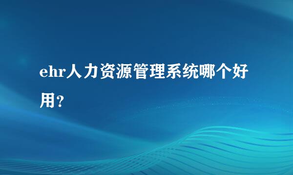 ehr人力资源管理系统哪个好用？
