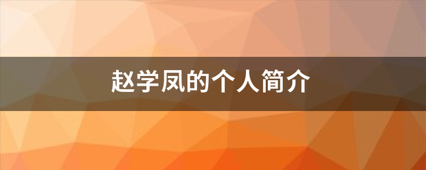 赵学凤的个人简介