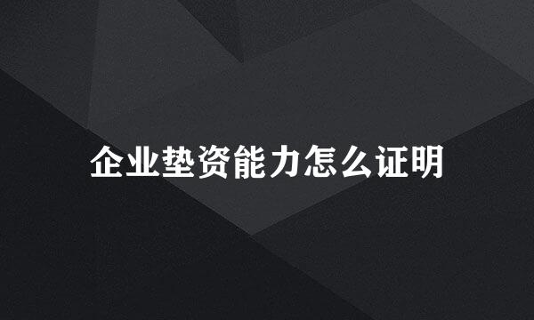 企业垫资能力怎么证明