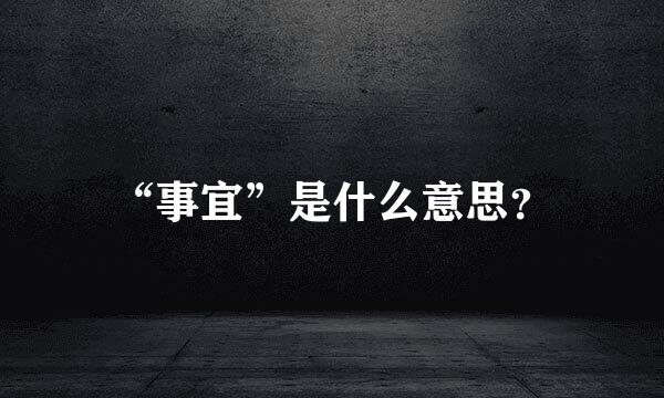 “事宜”是什么意思？