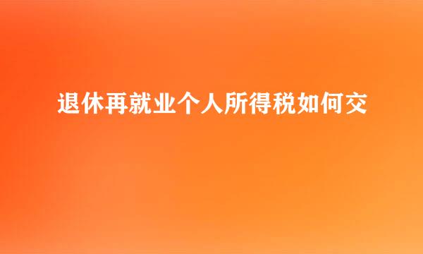 退休再就业个人所得税如何交