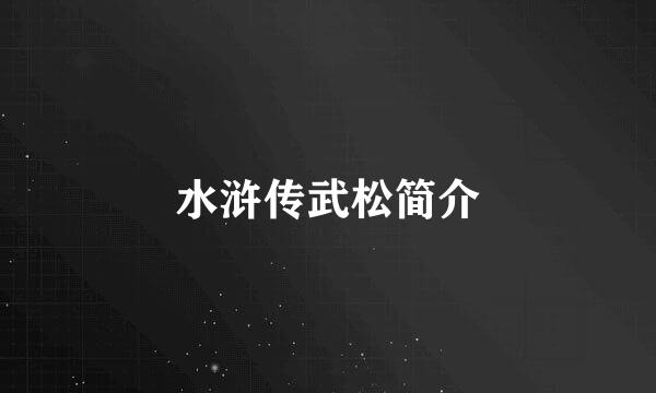 水浒传武松简介