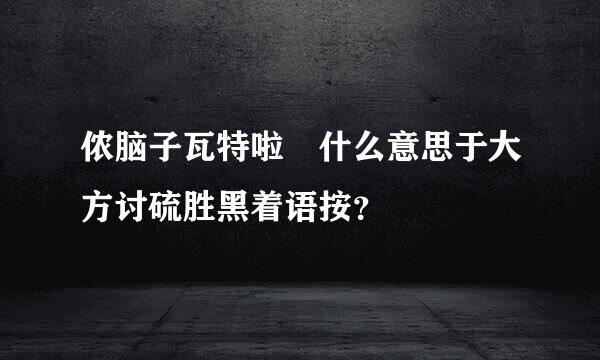 侬脑子瓦特啦 什么意思于大方讨硫胜黑着语按？