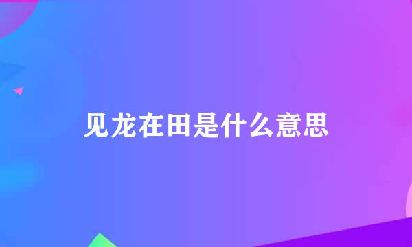 见龙在田是什么意思