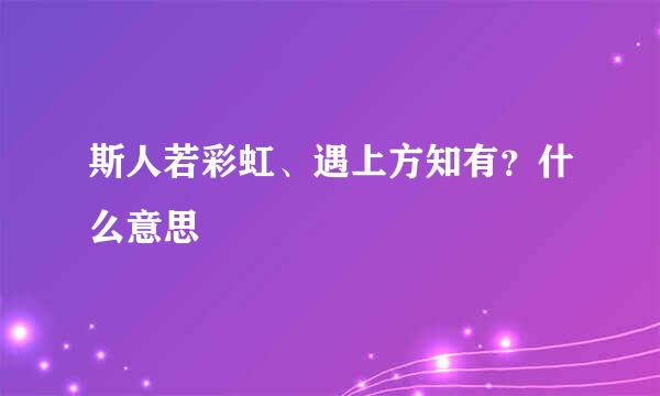 斯人若彩虹、遇上方知有？什么意思