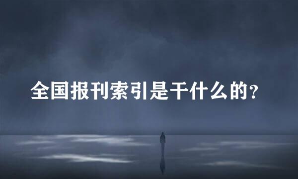 全国报刊索引是干什么的？