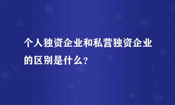 个人独资企业和私营独资企业的区别是什么？