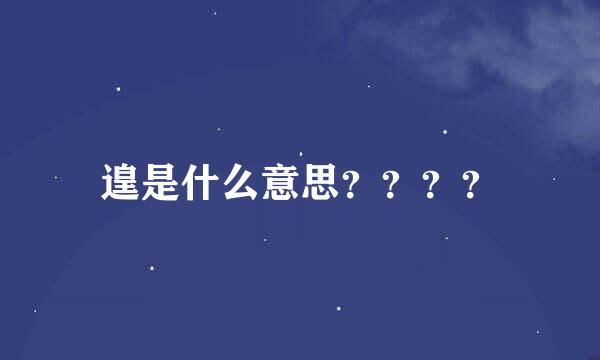 遑是什么意思？？？？