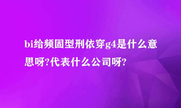 bi给频固型刑依穿g4是什么意思呀?代表什么公司呀?