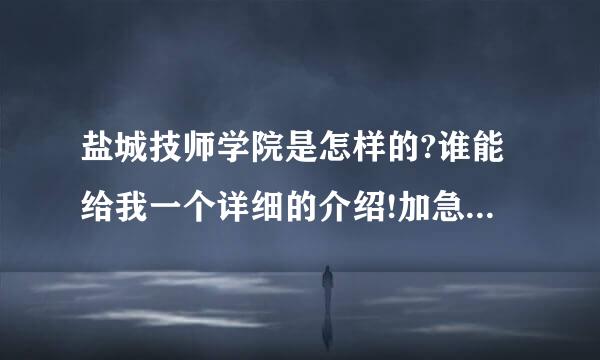 盐城技师学院是怎样的?谁能给我一个详细的介绍!加急!!!!!!!