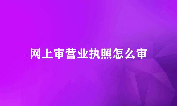 网上审营业执照怎么审