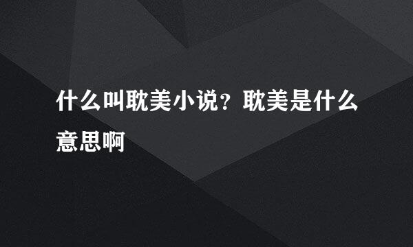 什么叫耽美小说？耽美是什么意思啊