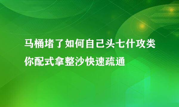 马桶堵了如何自己头七什攻类你配式拿整沙快速疏通