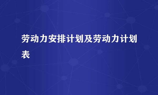 劳动力安排计划及劳动力计划表