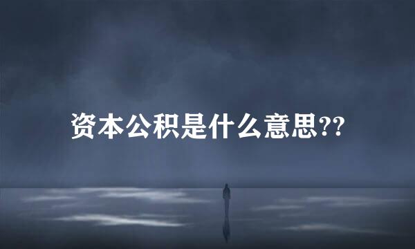 资本公积是什么意思??