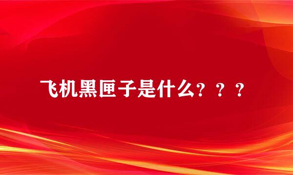 飞机黑匣子是什么？？？