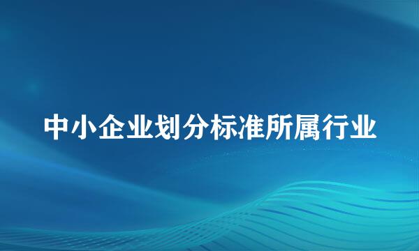 中小企业划分标准所属行业