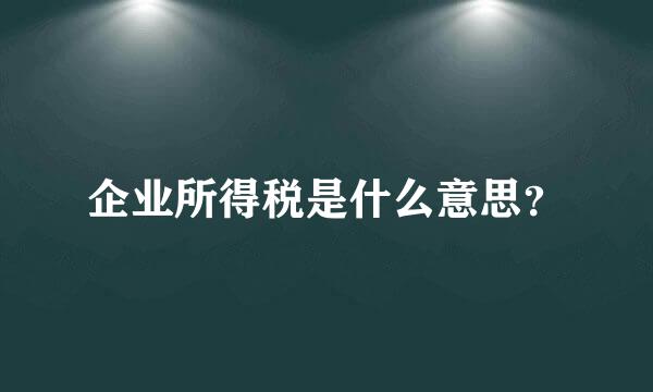 企业所得税是什么意思？