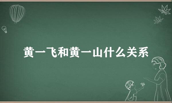 黄一飞和黄一山什么关系