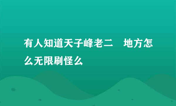 有人知道天子峰老二 地方怎么无限刷怪么