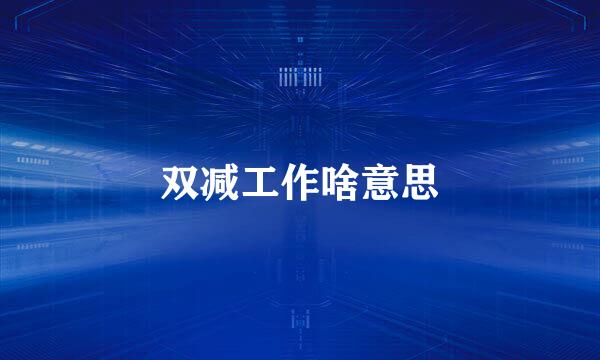 双减工作啥意思