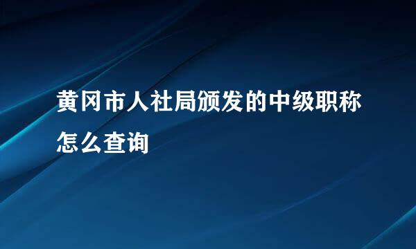 黄冈市人社局颁发的中级职称怎么查询