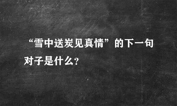 “雪中送炭见真情”的下一句对子是什么？