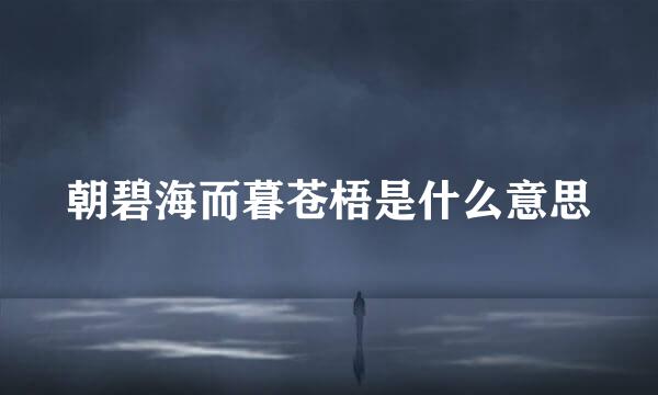 朝碧海而暮苍梧是什么意思