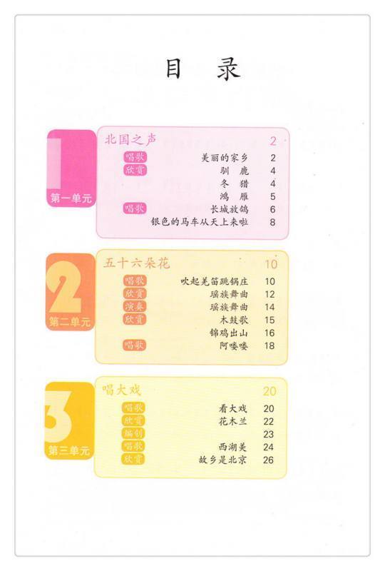 人教版五年级下册音乐书上的歌曲