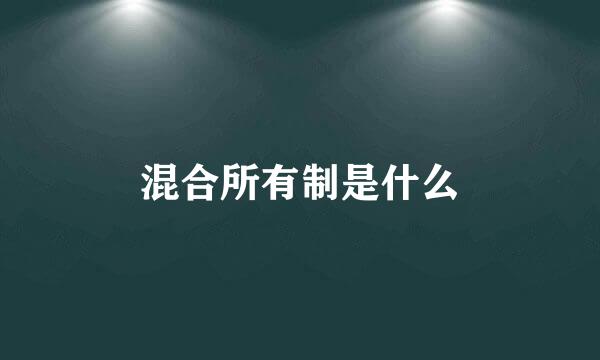混合所有制是什么