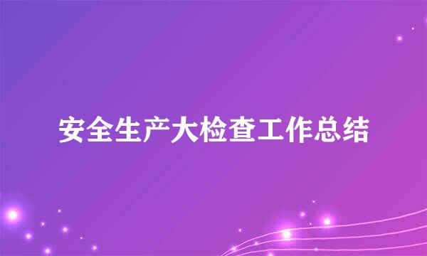 安全生产大检查工作总结