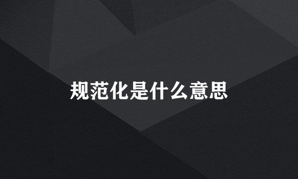 规范化是什么意思